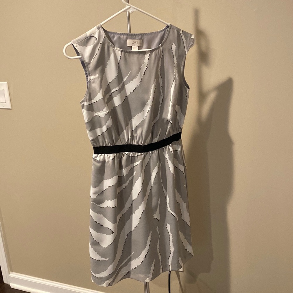 Animal Print Gray and White Loft Dress
